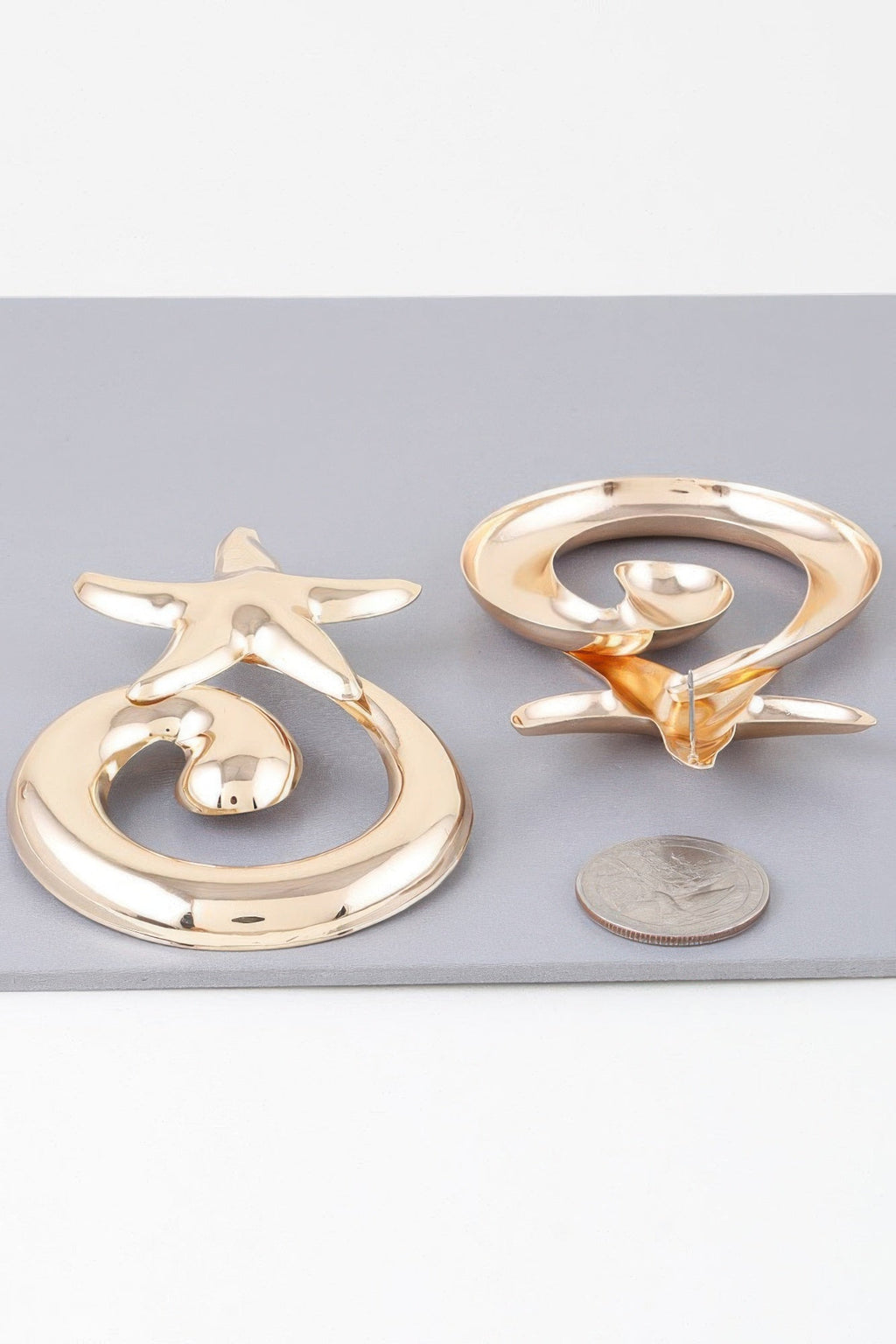 Abstract Shiny Twisted Plate Earrings
