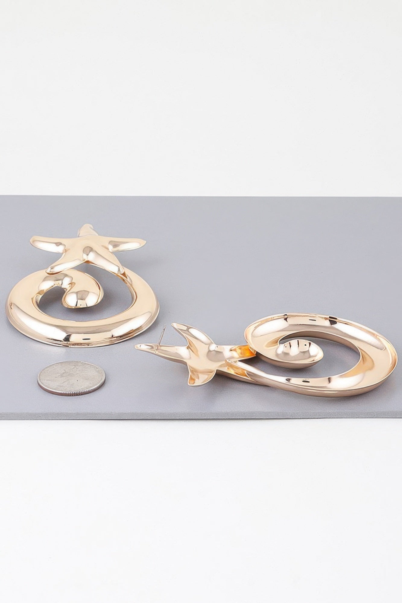 Abstract Shiny Twisted Plate Earrings