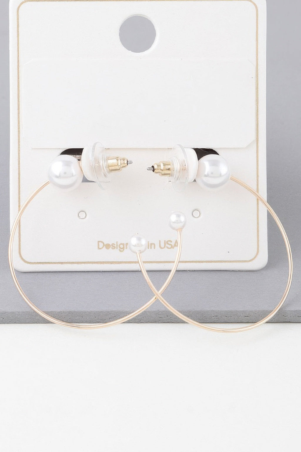 Shiny Delicate Pearl Hoop Earrings