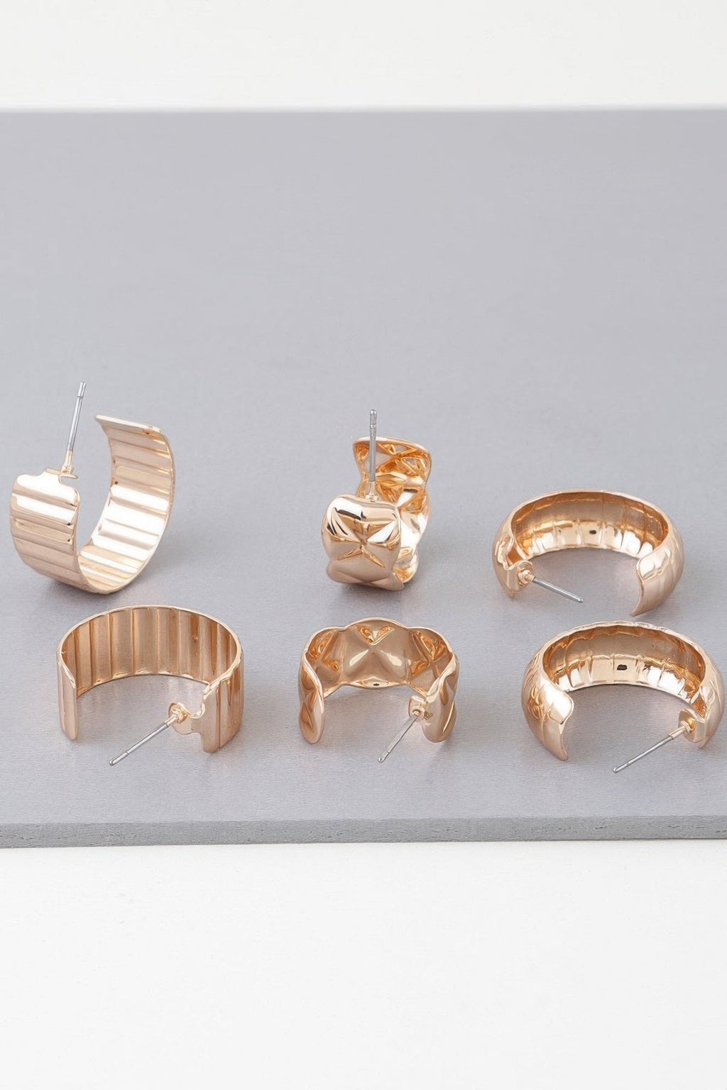 Multi Quilted Hoop Earrings Set