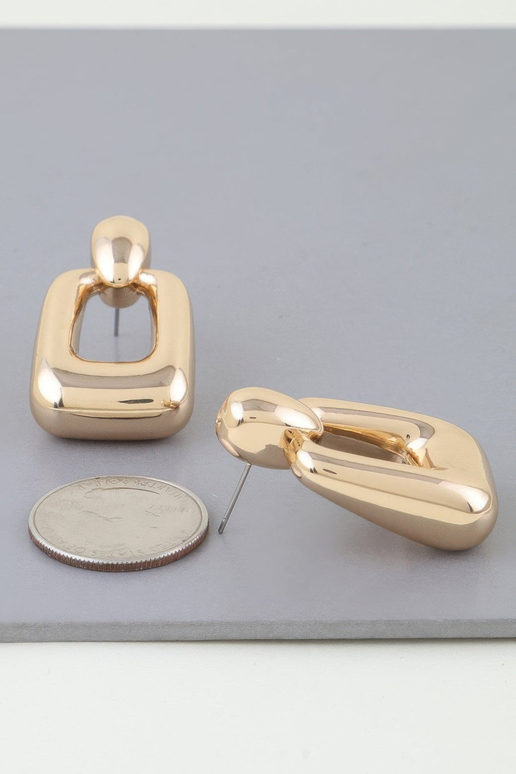 Shiny Modern Frame Drop Earrings