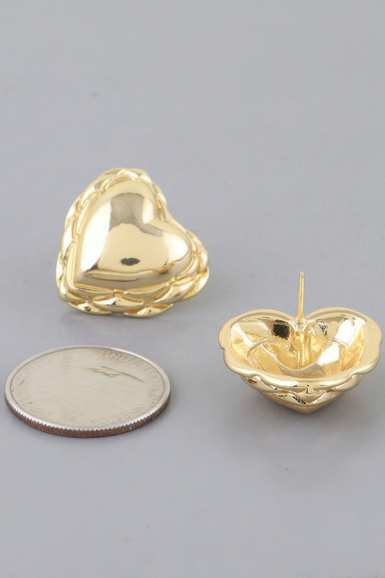 Shiny Braided Heart Stud Earrings