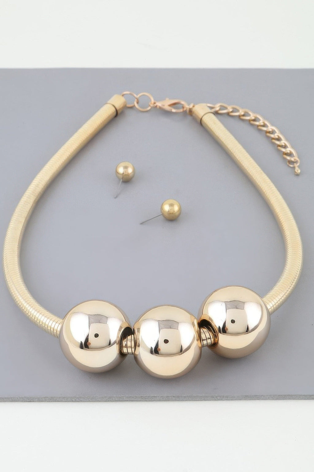 Triple Shiny Bead Statement Necklace