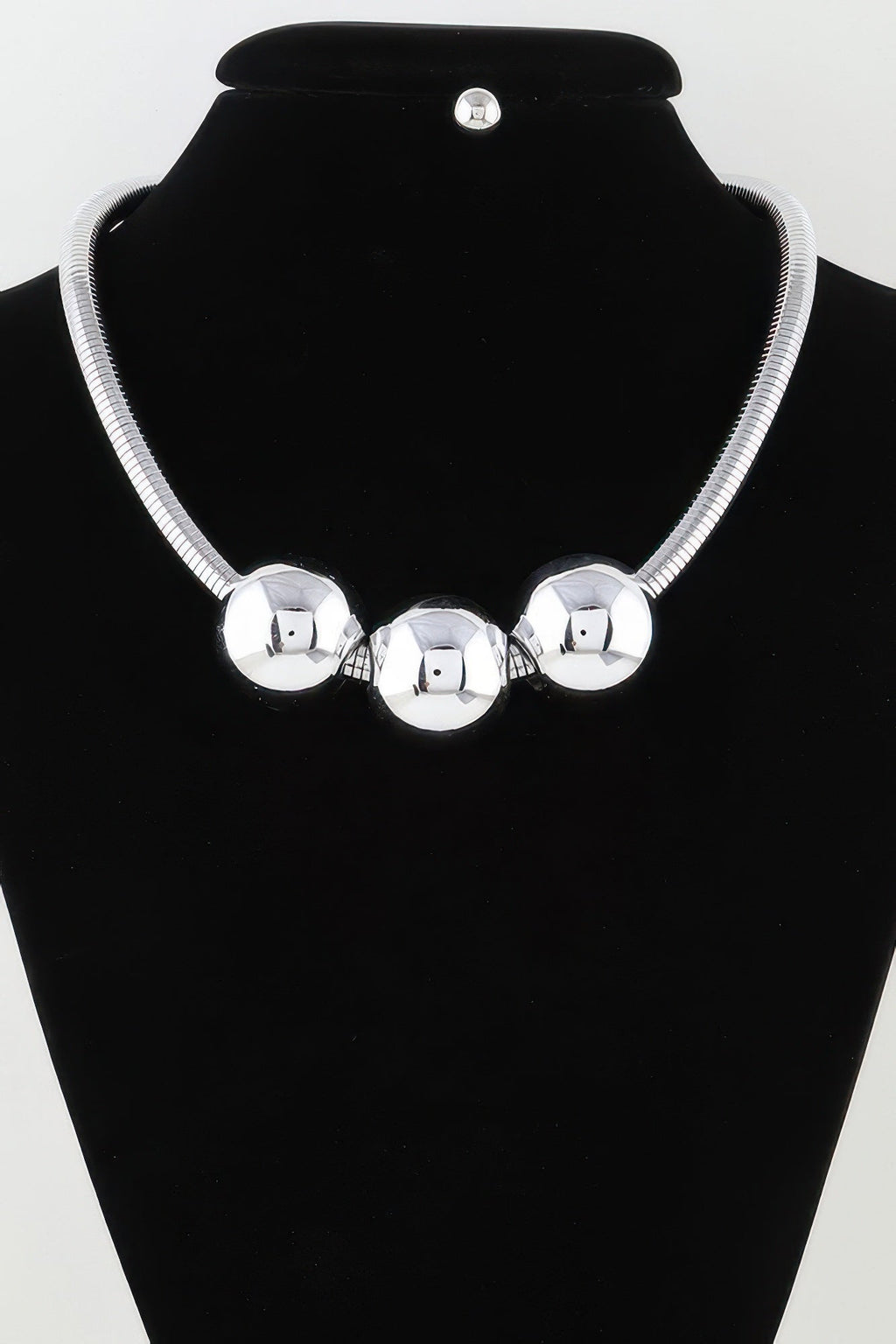 Triple Shiny Bead Statement Necklace