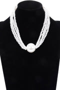 Multi Faux Pearl Chain Necklace