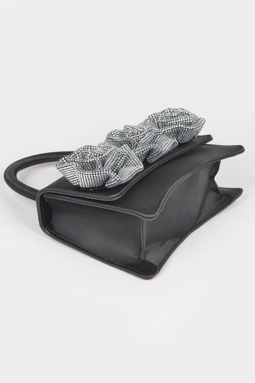 Faux Leather Rhinestone Hot Fix Flower Bag