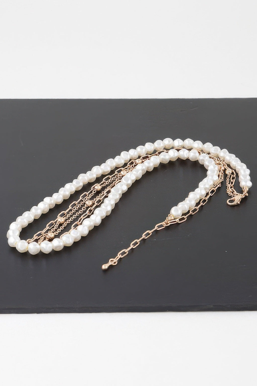 Triple Pearl Chain Necklace