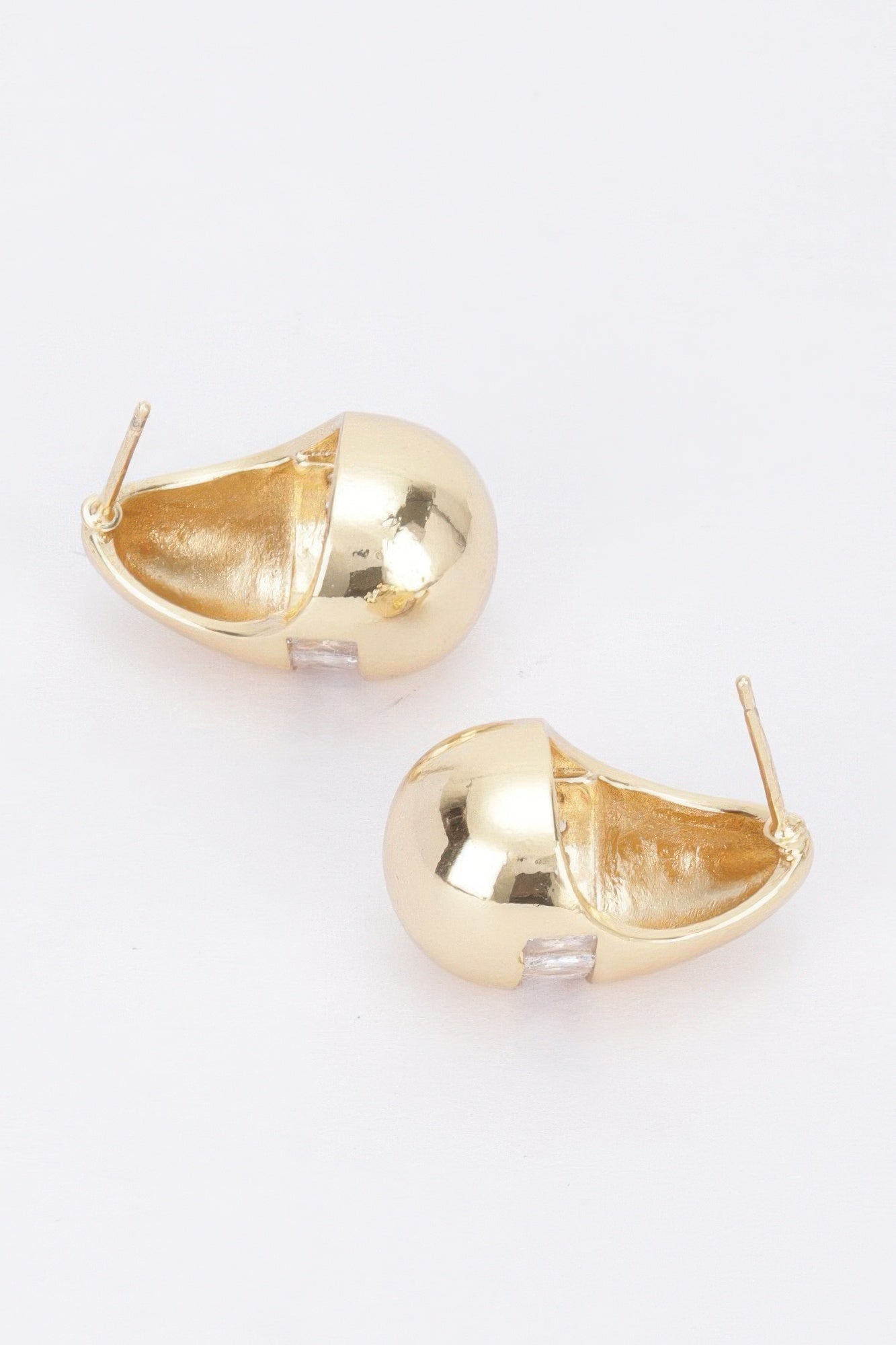 Metal Stone Tear Drop Earring