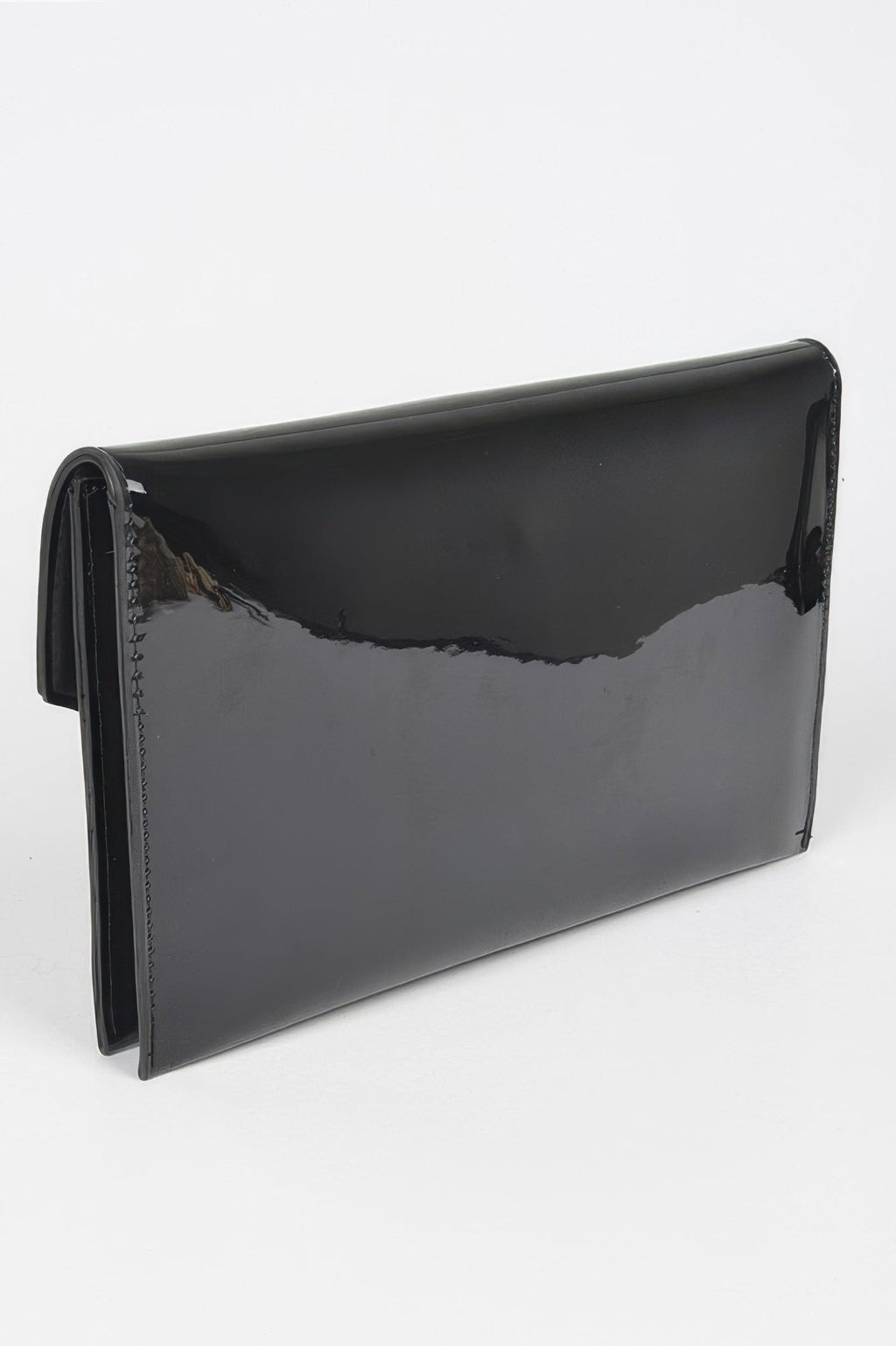 Enamel Faux Leather Metal Handle Flap Clutch