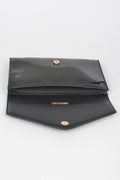 Enamel Faux Leather Metal Handle Flap Clutch