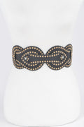 Faux Leather Metal Studded Elastic Belt