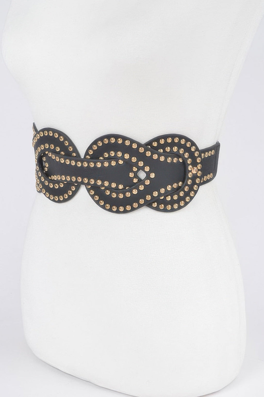 Faux Leather Metal Studded Elastic Belt