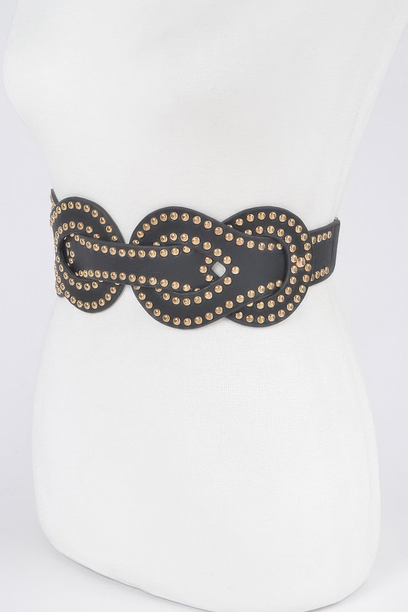 Faux Leather Metal Studded Elastic Belt