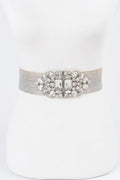 Multi Stone Metallic Straw Stretch Plus Size Belt