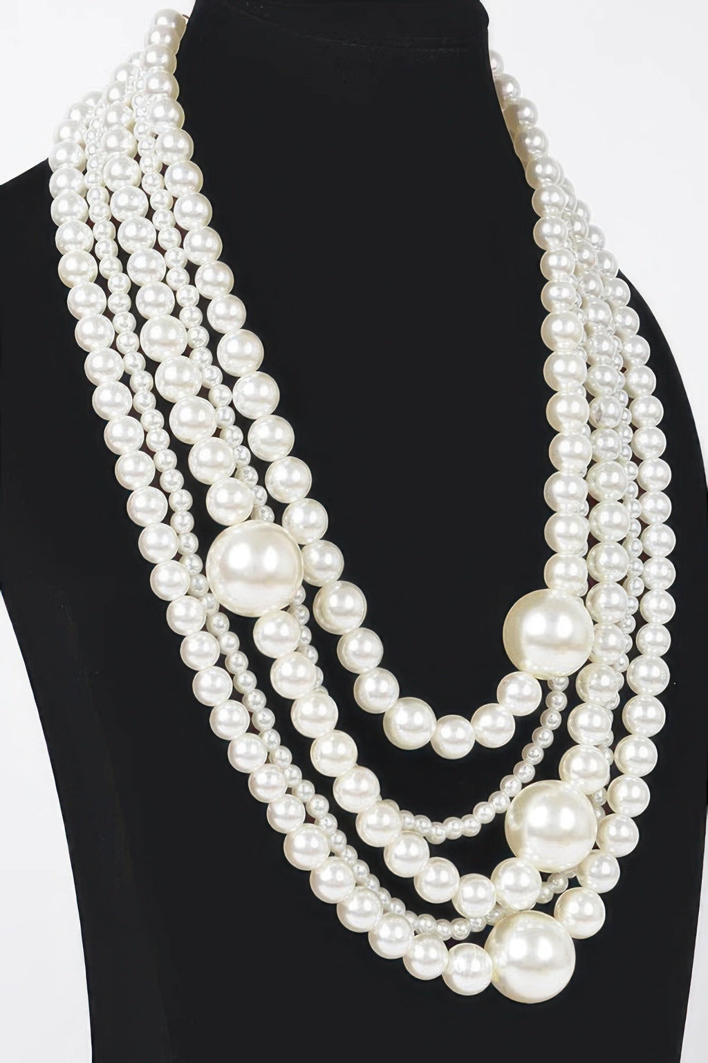 Multi Pearl Layered Necklace W/earring