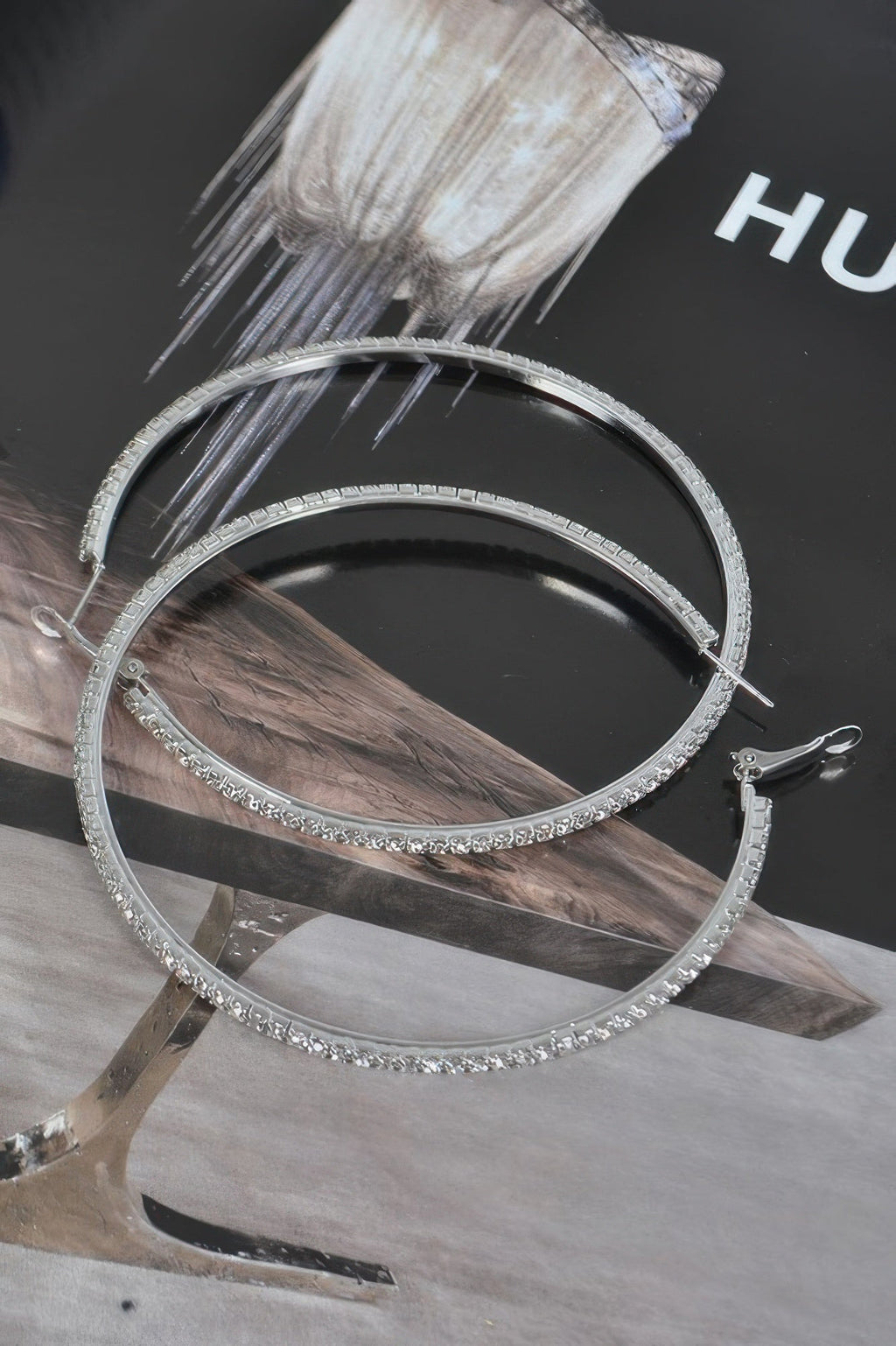 8cm Double Rhinestone Hoop Earrings