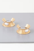 Flared Pearl Teardrop Hoop Earrings