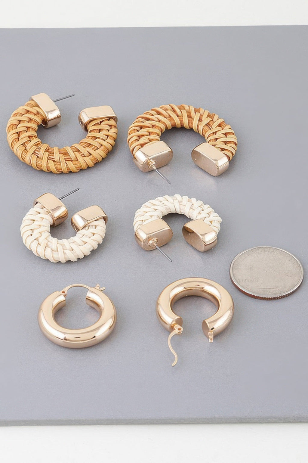 Multi Triple Weaved Hoop Earrings Set