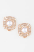 Antique Ribbon Pearl Stud Earrings