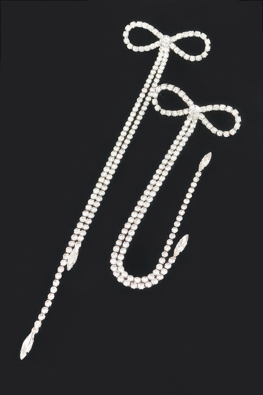 Rhinestone Bow Fringe Earring