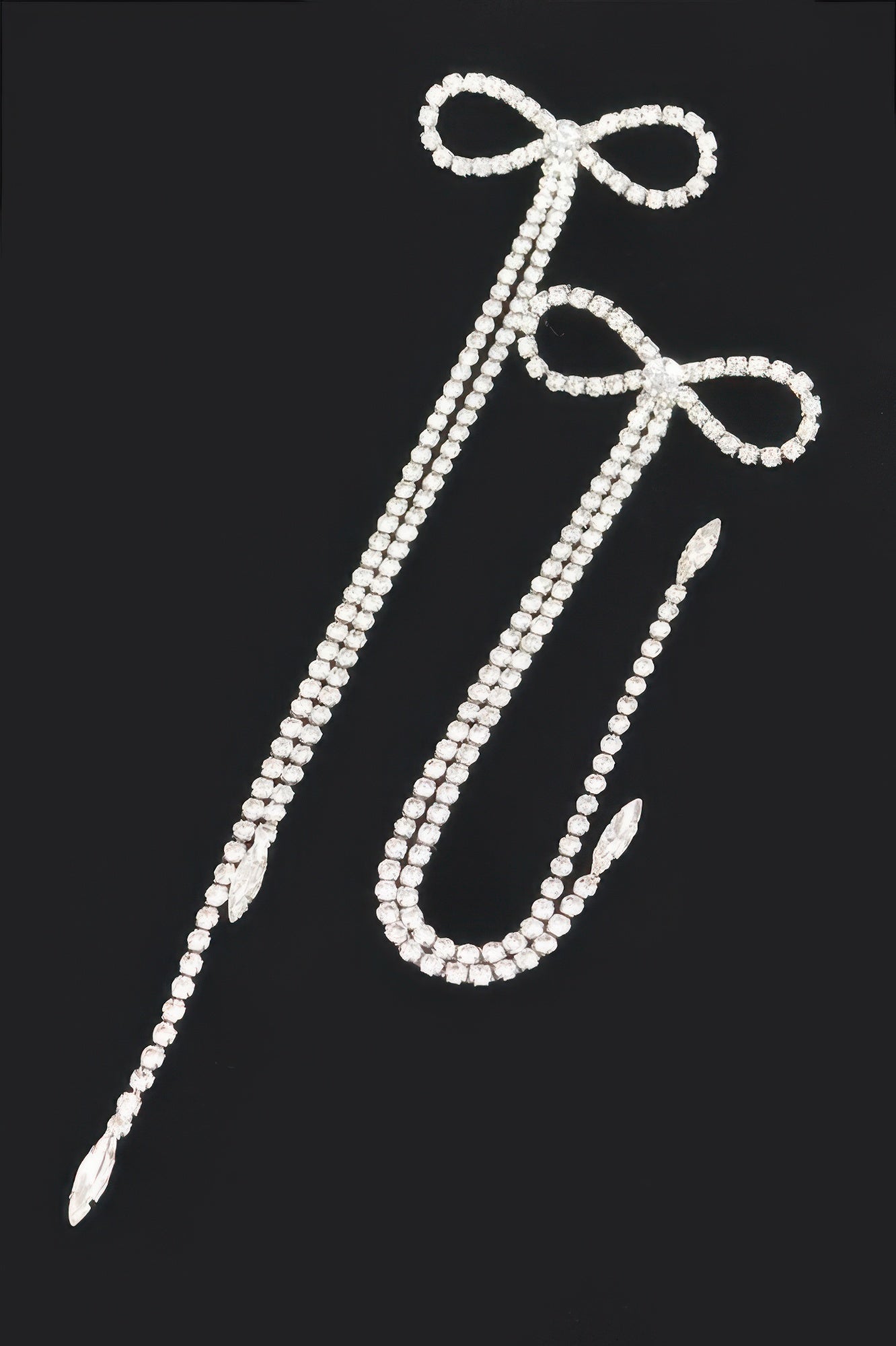 Rhinestone Bow Fringe Earring
