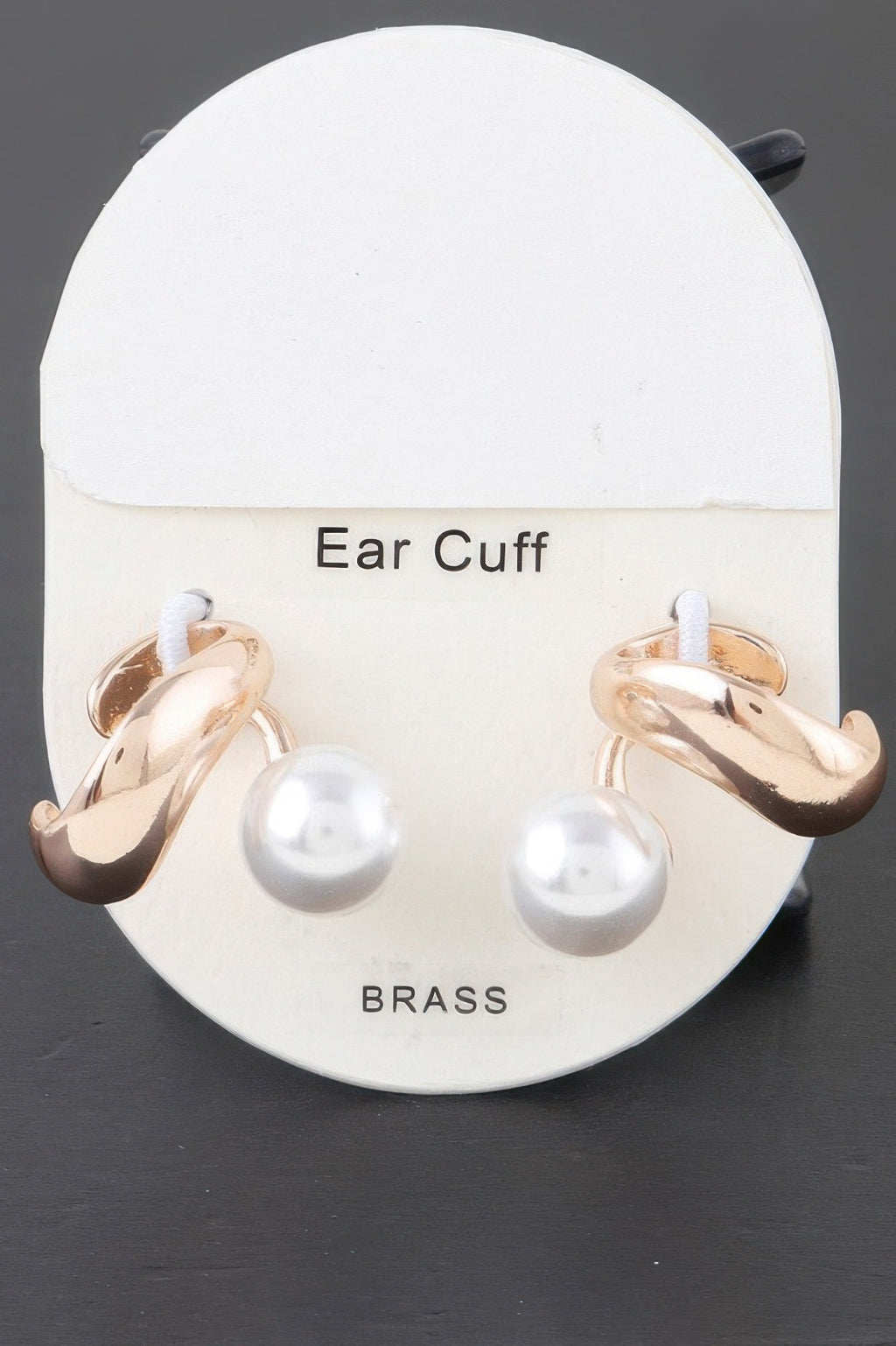 Shiny Pearl Brass Ear Cuff