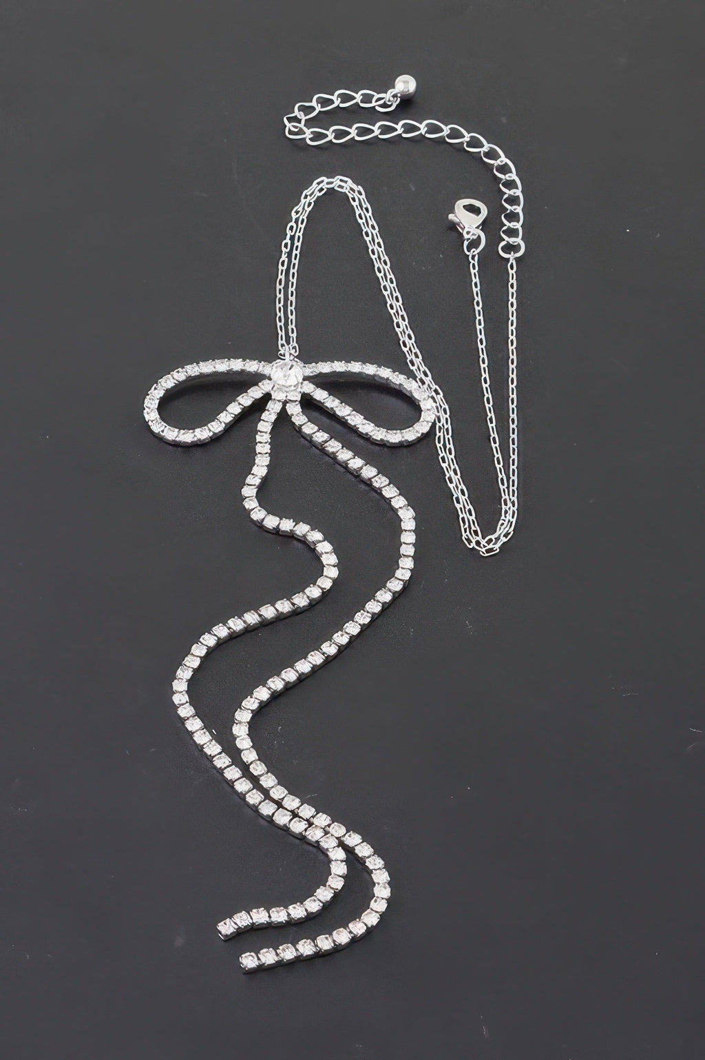 Rhinestone Bow Necklace