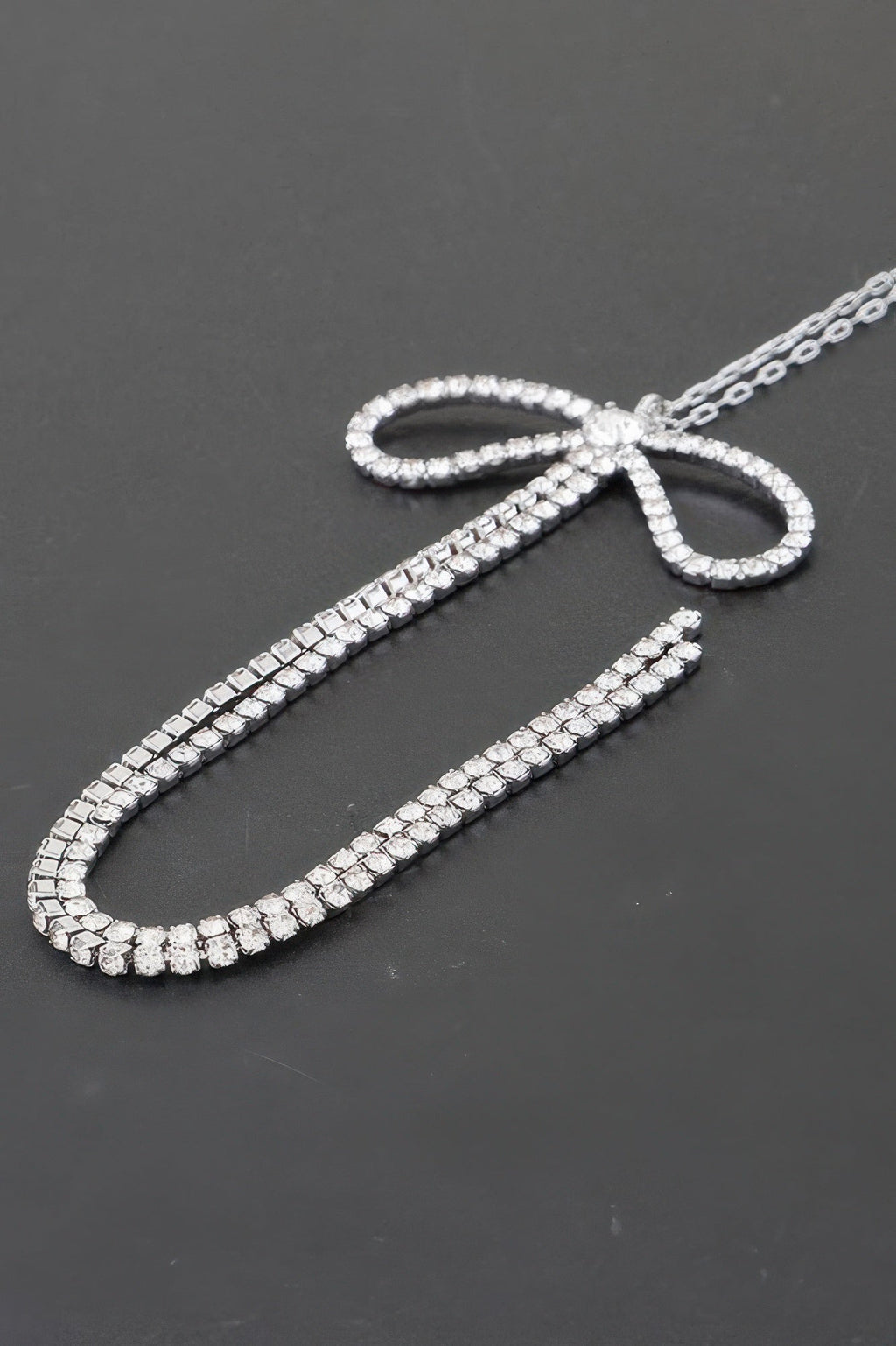 Rhinestone Bow Necklace