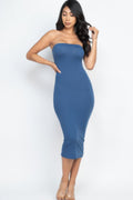 Strapless Tube Bodycon Midi Dress