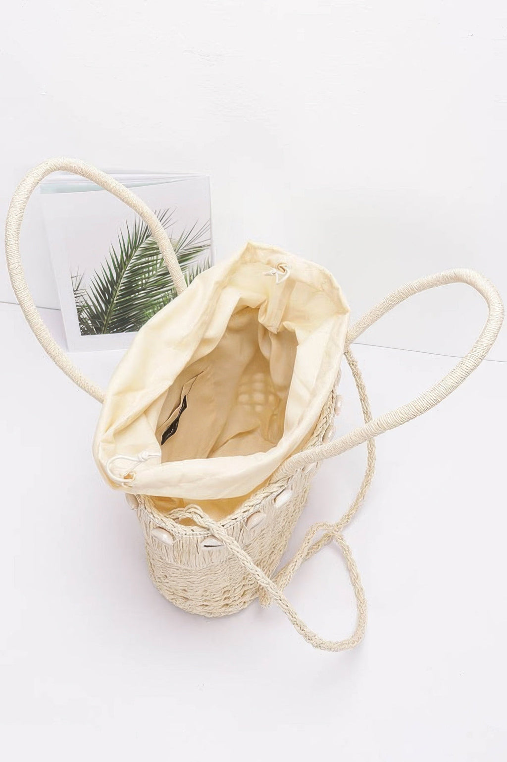 Faux Straw Shell Tote Bag