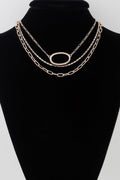 Triple Open Oval Chain Necklace