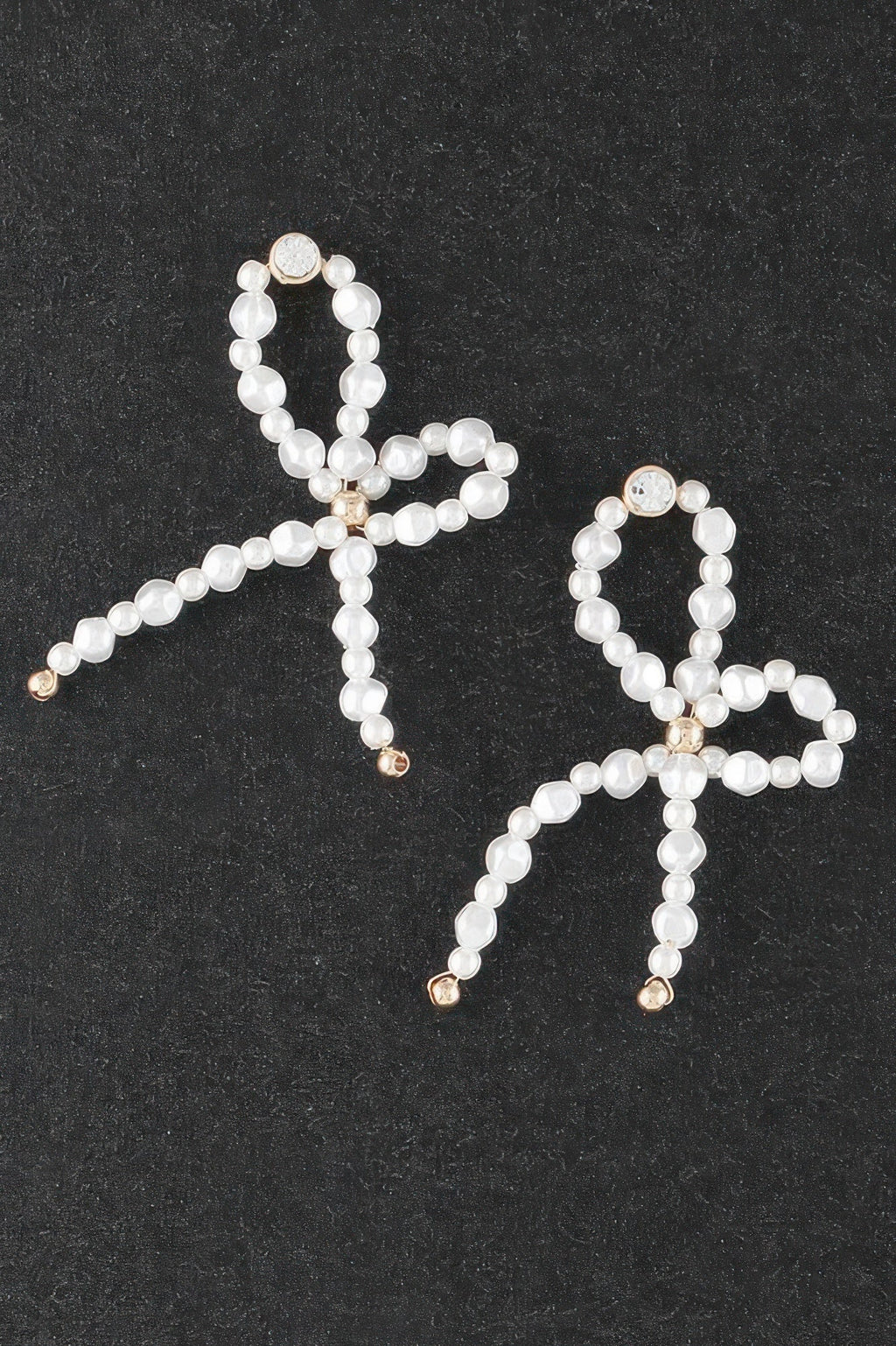 Pearl Stone Ribbon Earrings
