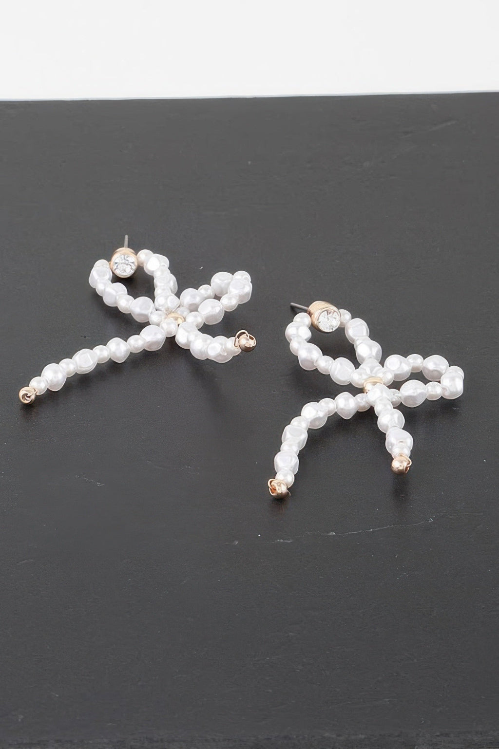 Pearl Stone Ribbon Earrings