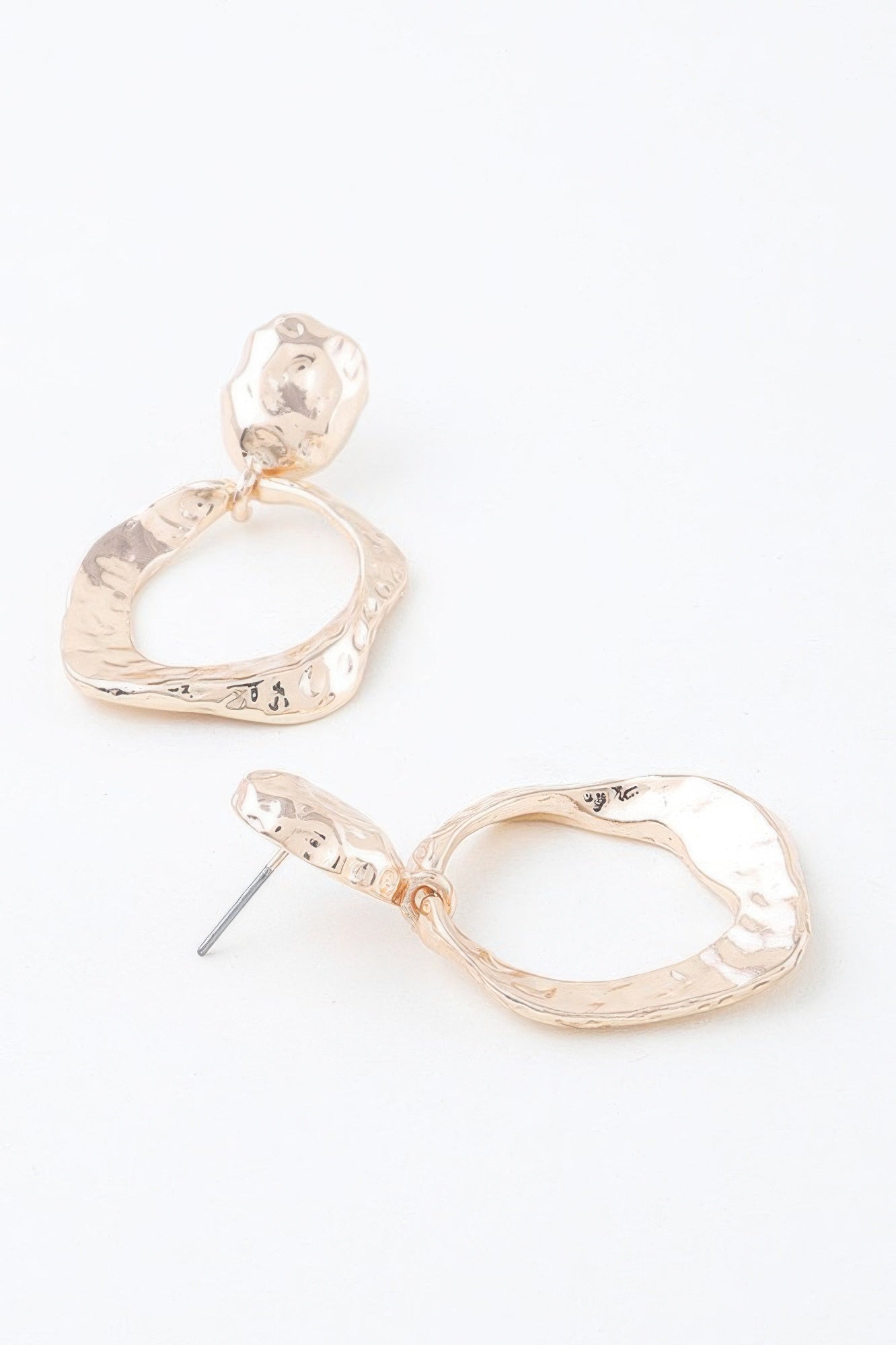 Double Hammered Open Disc Drop Earrings