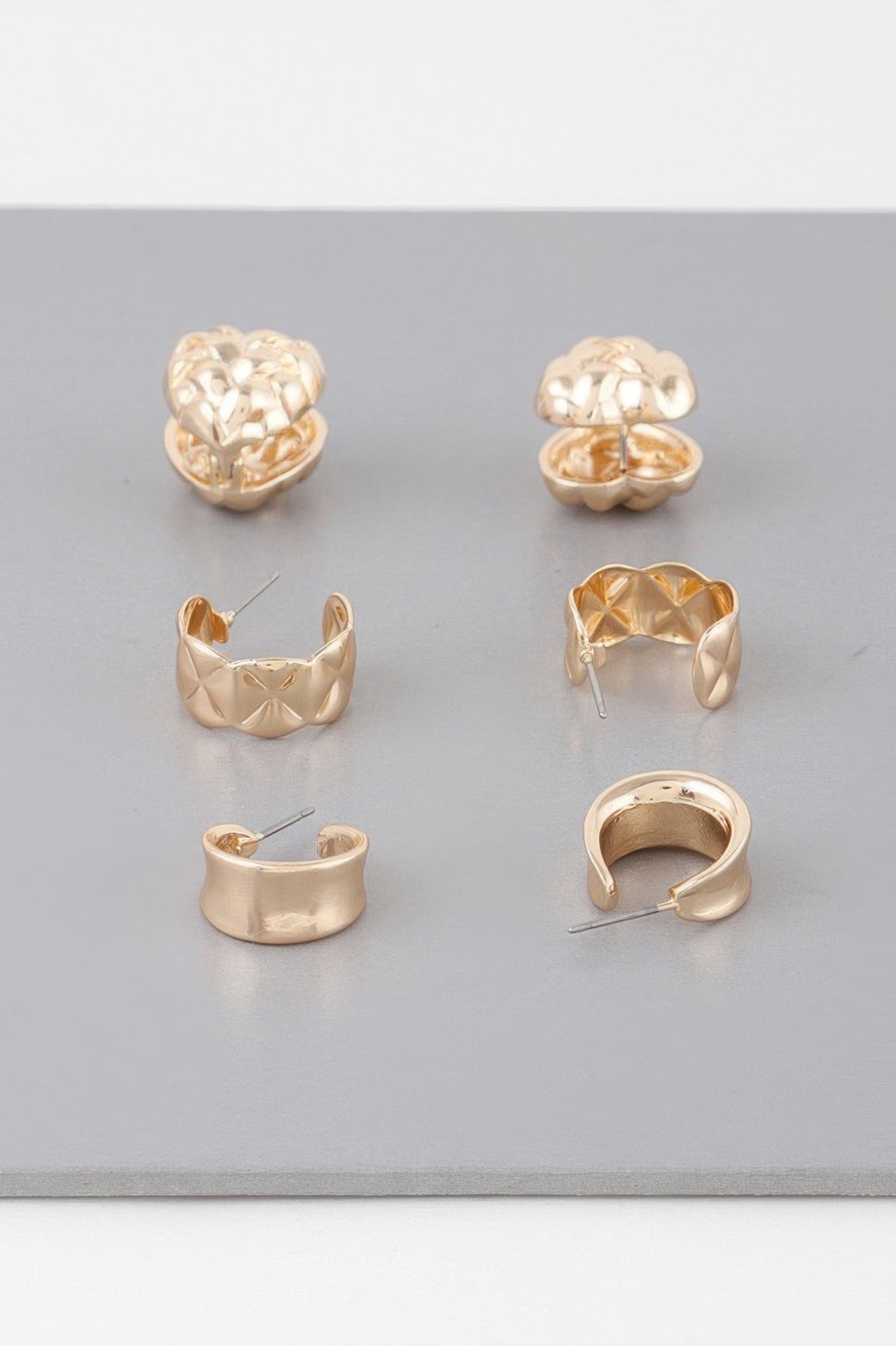 Triple Quilted Earrings Set