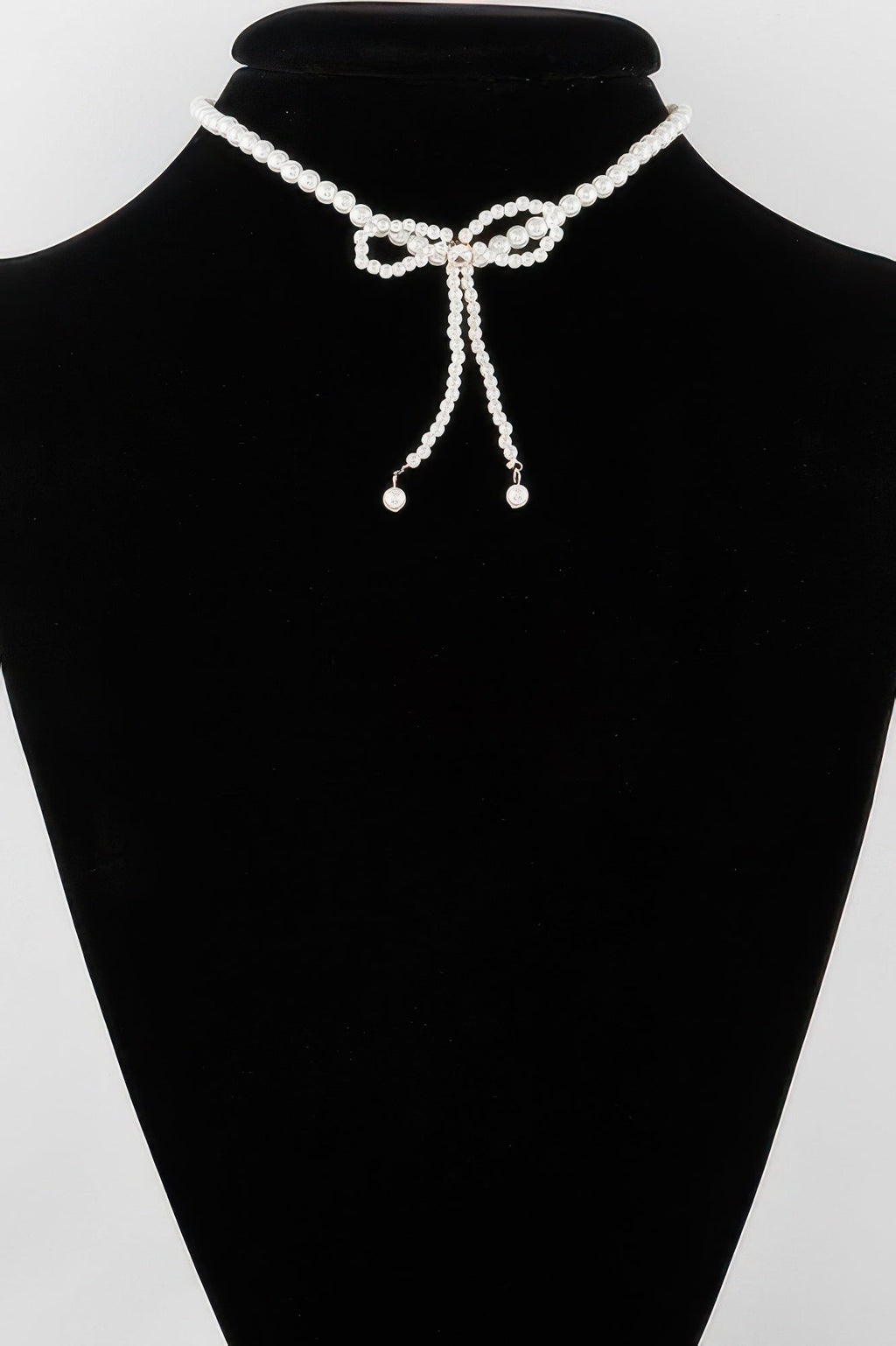 Pearled Ribbon Tie Necklace