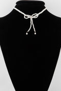 Pearled Ribbon Tie Necklace