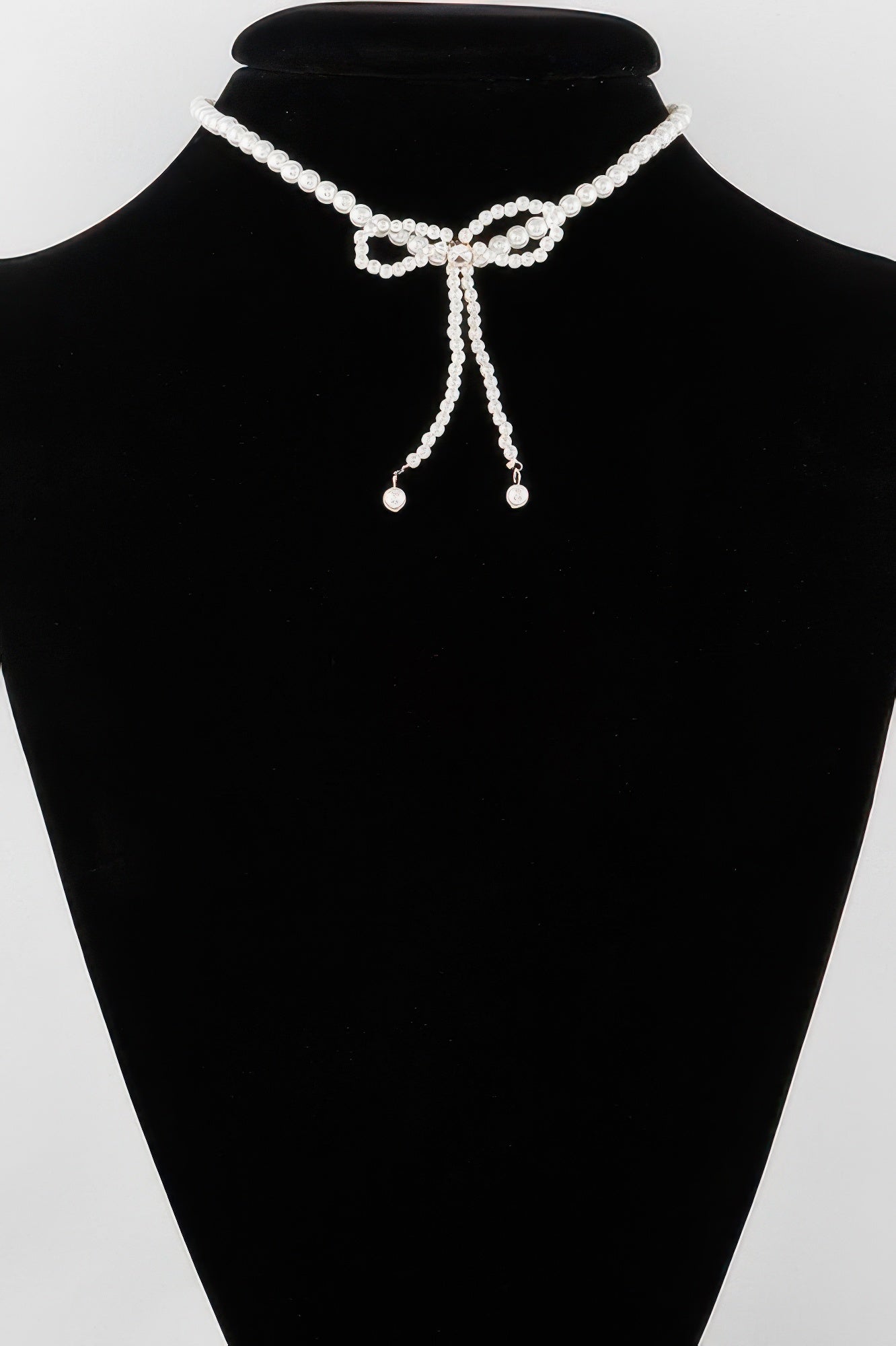 Pearled Ribbon Tie Necklace