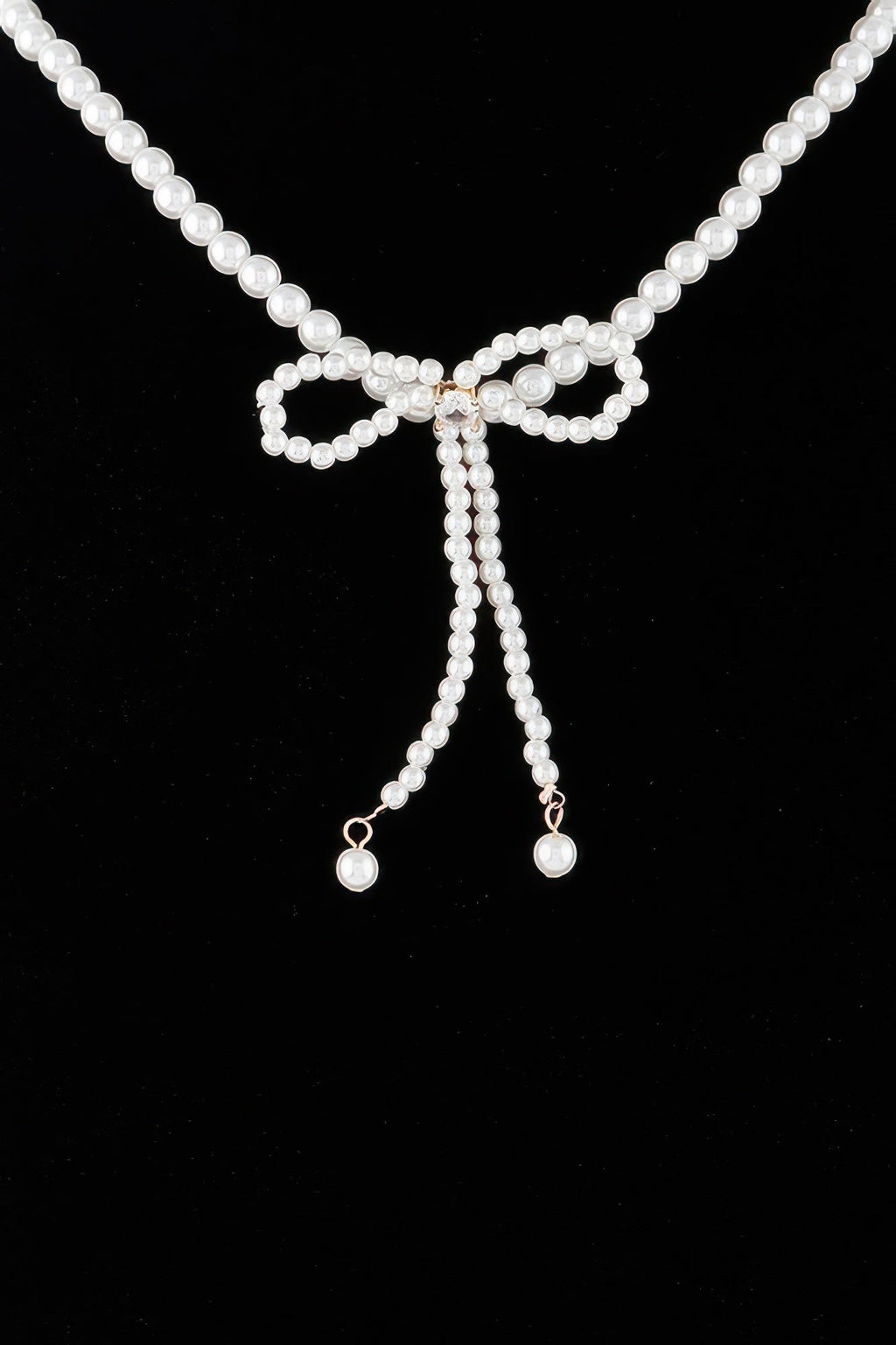 Pearled Ribbon Tie Necklace