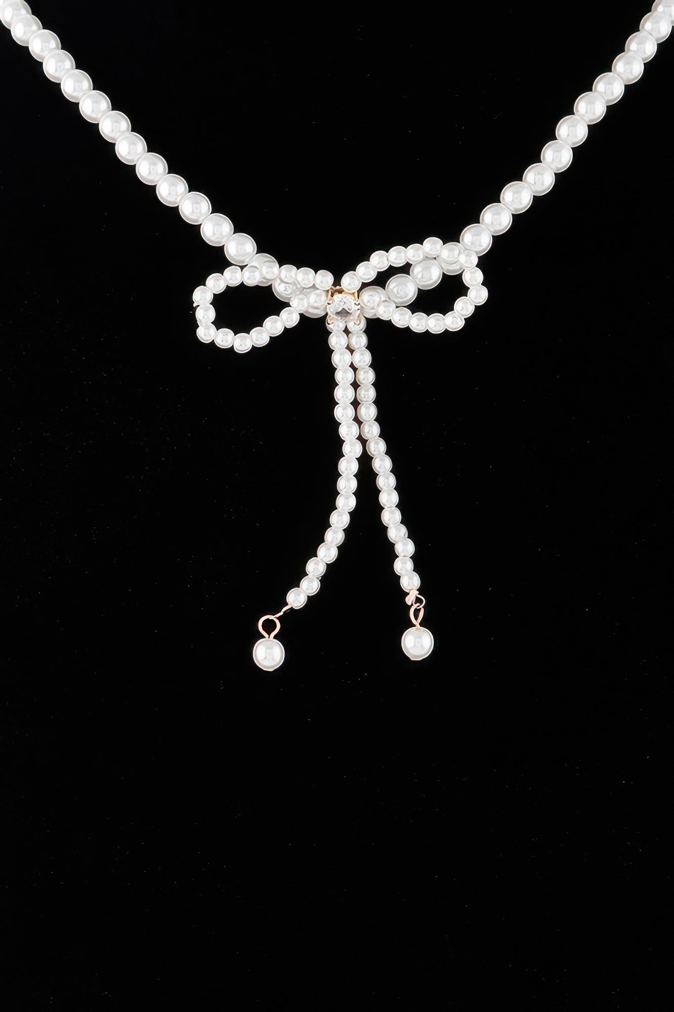 Pearled Ribbon Tie Necklace