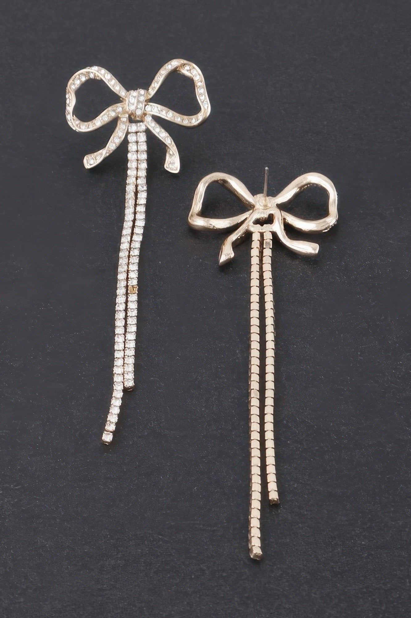 Jeweled Ribbon Drop Earrings