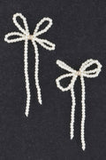 Double Pearl Ribbon Drop Earrings