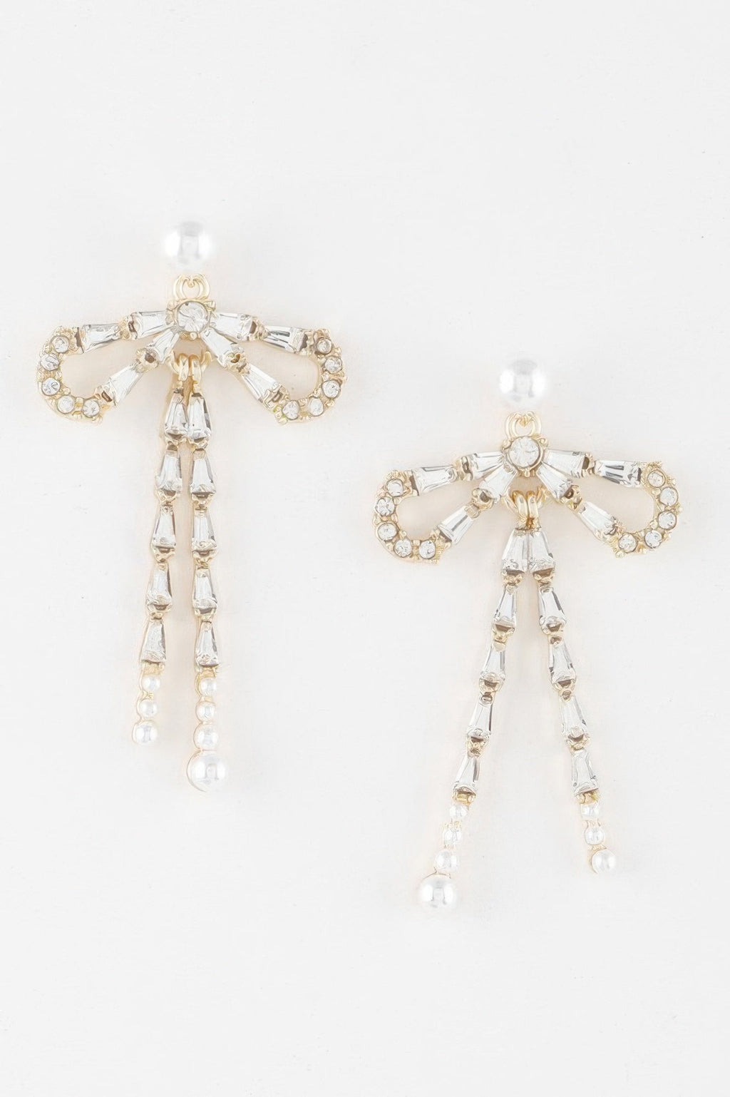 Crystal Pearl Ribbon Earrings