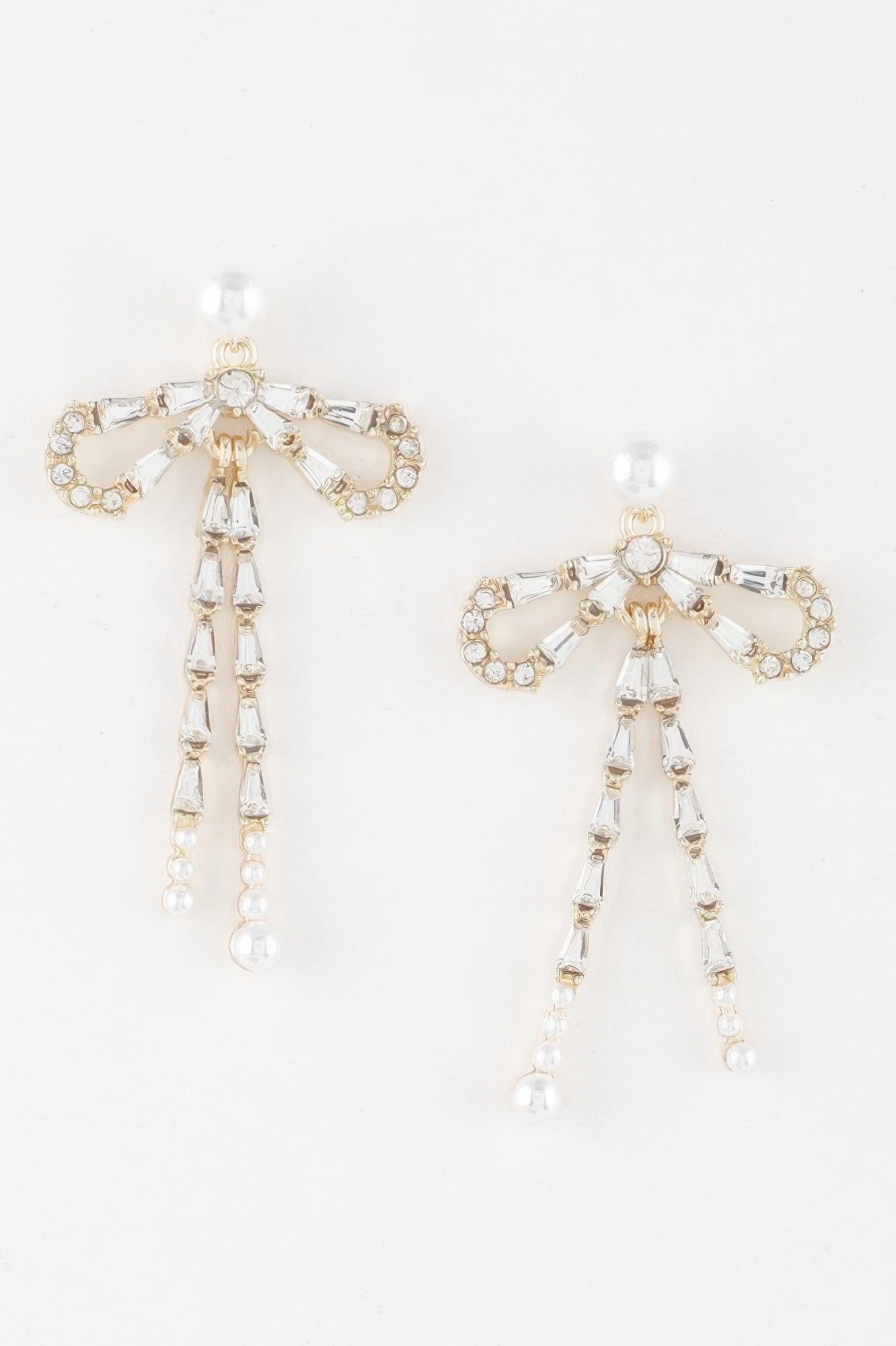 Crystal Pearl Ribbon Earrings