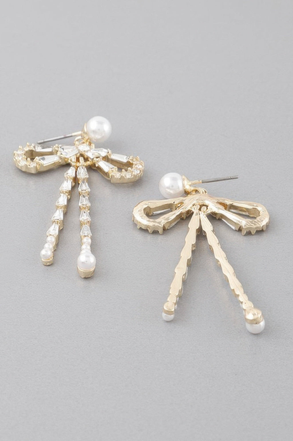 Crystal Pearl Ribbon Earrings