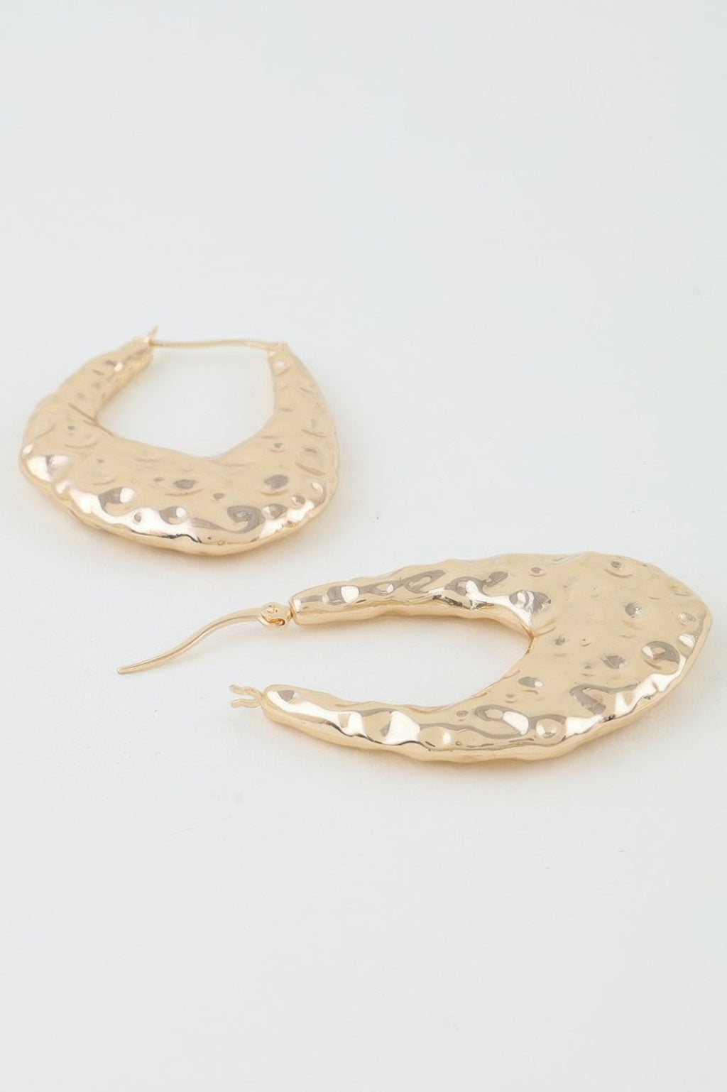 Hammered Moon Hoop Earrings
