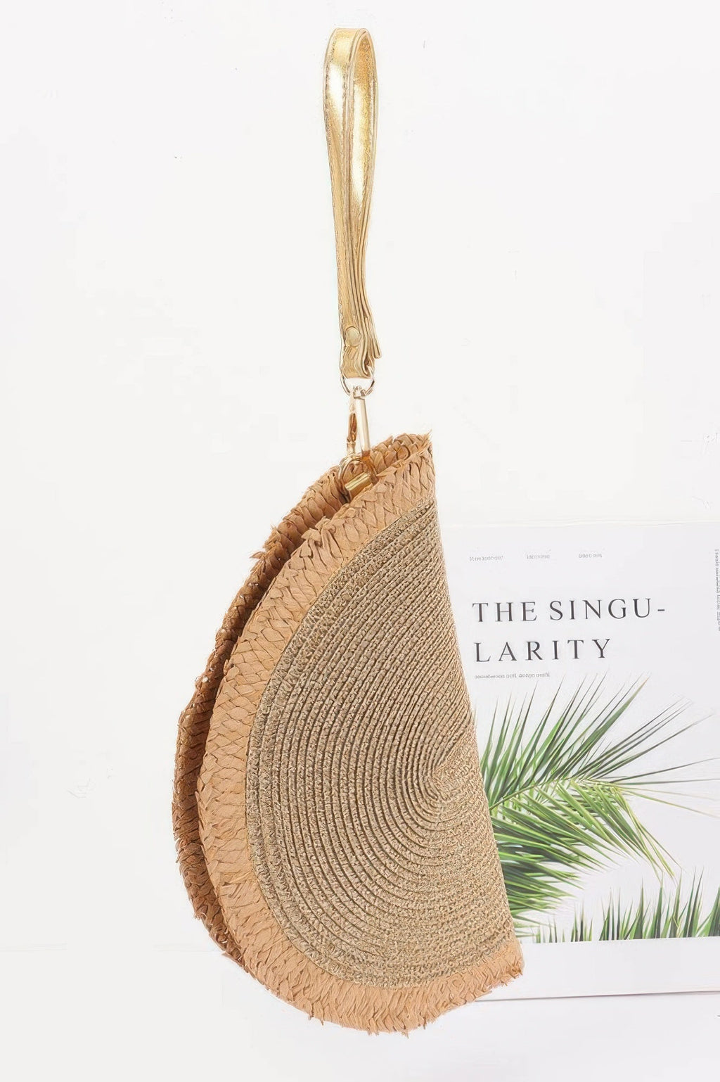 Metallic Faux Straw Clutch