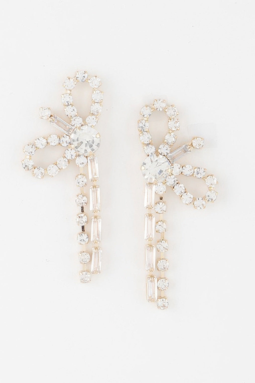 Rhinestone Ribbon Bow Earrings
