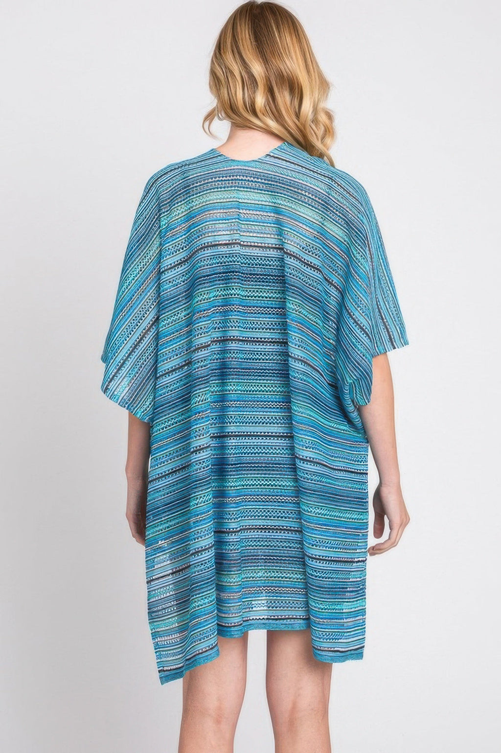 Multi Color Stripe Crochet Open Front Cover-up