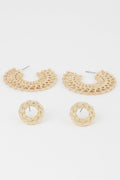 Metallic Braid Hoop Earrings Set
